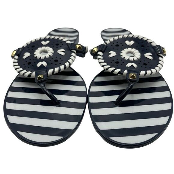 Jack Rogers Striped Georgica Jelly Sandals Midnight/White Size 8 - Picture 3 of 8